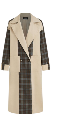 Collar Solid Gingham Button Trench Coat - Cider
