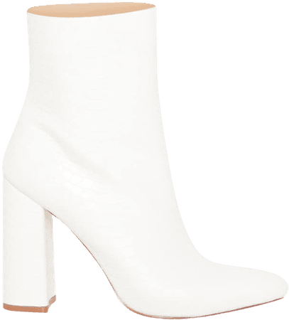 White Faux Snake Ankle Boot | Shoes | PrettyLittleThing