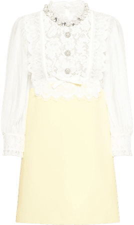 Miu Miu Faille Cady Organza Panelled Lace Dress - Farfetch