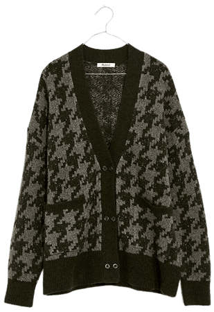Allston Double-Button Cardigan Sweater in Houndstooth