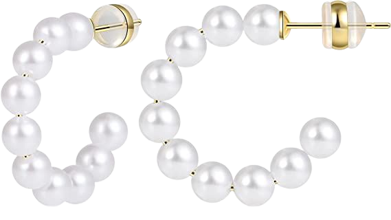 Amazon.com: Gacimy Pearl Hoop Earrings for Women with 925 Sterling Silver Post, 5mm Thick Chunky Pearl Earrings For Women 14K Gold Plated, 25mm Small Pearl Hoops: Clothing, Shoes & Jewelry