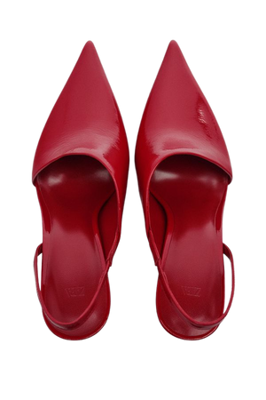 ASYMMETRICAL SLINGBACK LEATHER SHOES - Red | ZARA United States