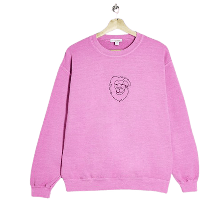 Topshop Petite lion print sweatshirt in purple | ASOS