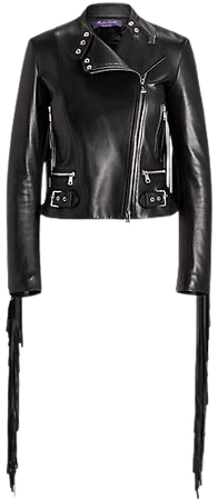 Rollins Fringe-Trim Lambskin Moto Jacket