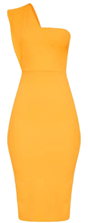 Yellow One Shoulder Draped Midi Dress | PrettyLittleThing USA