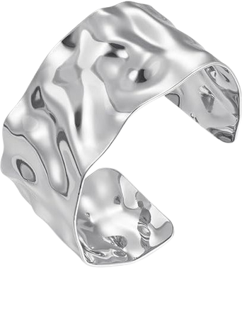 Amazon.com: ENSKEFEN Hammered Silver Cuff Bracelet for Women Irregular Wide Open Cuff Bracelets Chunky Statement White-Gold Bracelet Adjustable Wrist Cuff Bracelets : Clothing, Shoes & Jewelry