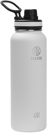 Takeya Originals Vacuum Insulated Stainless Steel Water Bottle, 40 Ounce, White: Home & Kitchen