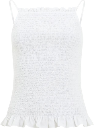 Alania Cut Out Back Smocked Top Linen White | French Connection US