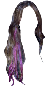 Black Brown Hair With Purple Streak PNG
