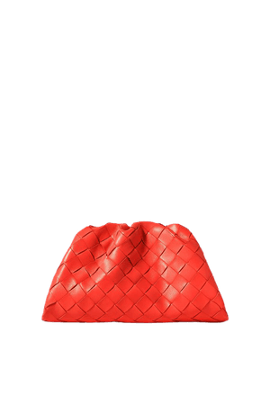 Red The Pouch small gathered intrecciato leather clutch | Bottega Veneta | NET-A-PORTER