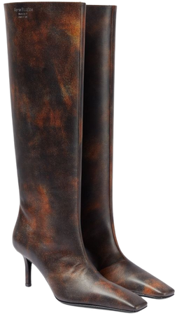 Painted Leather Knee High Boots in Brown - Acne Studios | Mytheresa