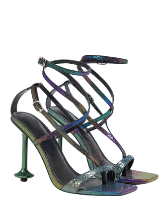 SHEIN ICON Women Snakeskin Embossed Sculptural Heeled Sandals, Fashion Ankle Strap Sandals | SHEIN USA