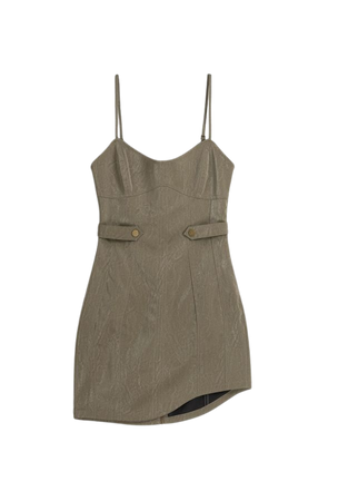 Faux leather asymmetric strappy mini dress - Dresses - Women | Bershka