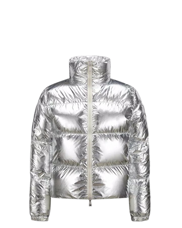 cropped metallic puffer jacket