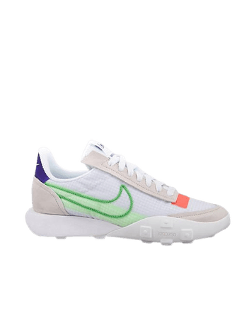 Nike Waffle Racer 2X sneakers in white and neon green | ASOS