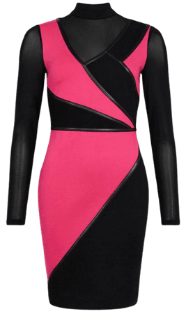 Mesh Sleeve Mini Colour Block Jersey Dress | Karen Millen