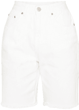 White Cycle Fit 3/4 Shorts | Denim | PrettyLittleThing