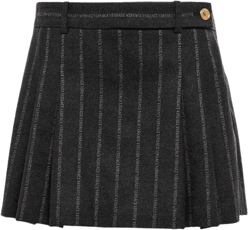 Versace Logo striped wool-blend miniskirt