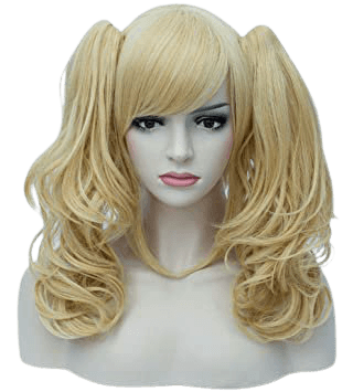 Amazon.com : Aosler Women's Golden Blonde Ponytail Wig for Halloween, Middle Length Curly Cosplay Party Costume Wigs with 2 Clip on Pigtails : Beauty