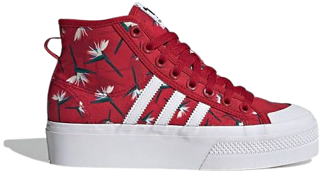 adidas Originals x Thebe Magugu Nizza Platform Mid sneakers with flower print in red | ASOS