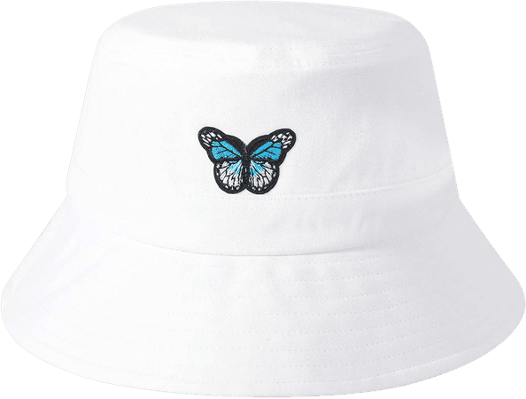 ZLYC Unisex Fashion Embroidered Bucket Hat Summer Fisherman Cap for Men Women Teens (Butterfly Pure White) at Amazon Women’s Clothing store