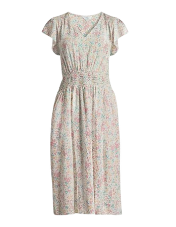 Time and Tru Women’s Smocked Waist Midi Dress with Short Sleeves, Sizes XS-XXXL - Walmart.com