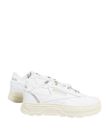 Reebok Club C Double Geo sneakers in white and beige | ASOS