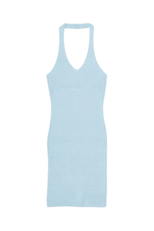 Fine-knit Halterneck Dress - Light blue - Ladies | H&M US