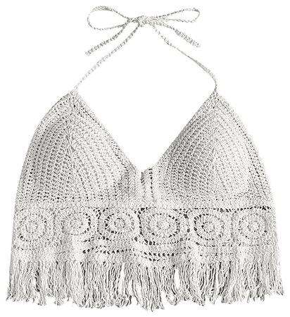 Crochet Padded Bralette Crop Top - WHITE