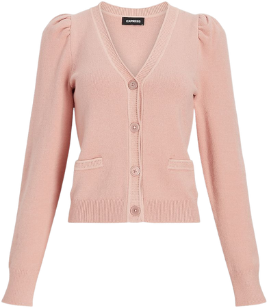 Puff Sleeve Button Front Cropped Cardigan | Express