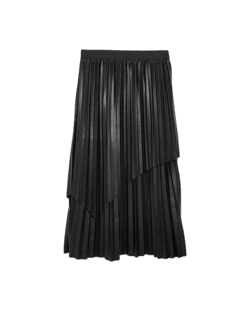 Black PU pleated maxi skirt | River Island