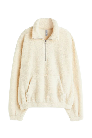 Half-zip Teddy Sweatshirt - Cream - Ladies | H&M US
