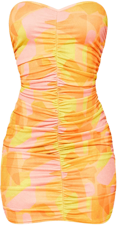 Multi Abstract Textured Bandeau Bodycon Dress | PrettyLittleThing USA