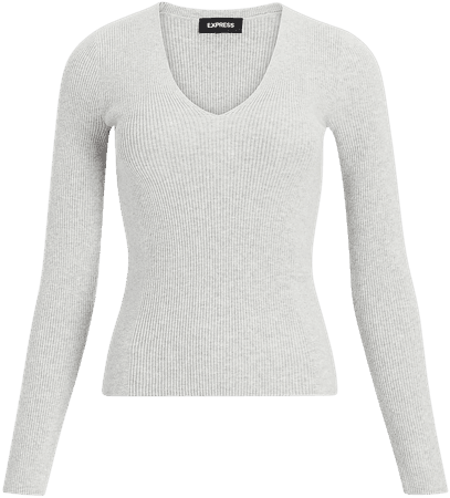 Fitted Ribbed V-neck Sweater | Express