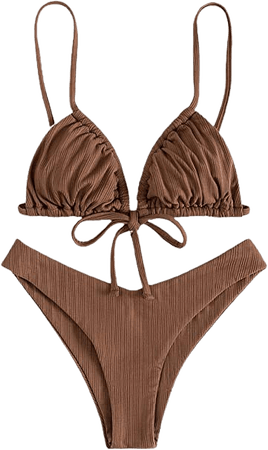 Amazon.com: WDIRARA Women's V Neck Adjustable Straps Bikini Swimsuit Bathing Suit Swimwear White S : Clothing, Shoes & Jewelry