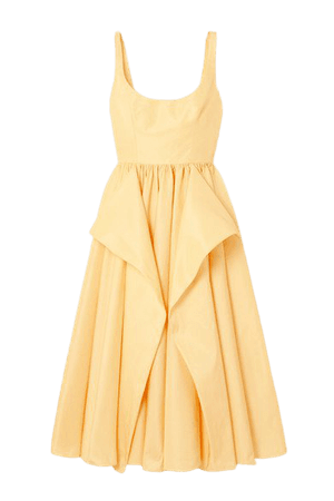 Draped Cotton-faille Midi Dress - Yellow