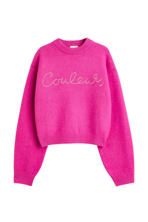 Embroidered Sweater - Cerise/Couleurs - Ladies | H&M US