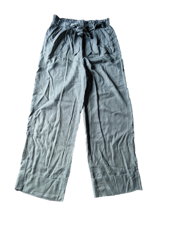 Green wide leg paper bag waist trousers
