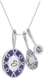 Silver and Amethyst initial Necklace - E