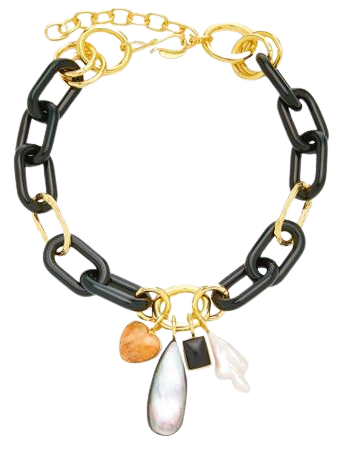 Forest Chunky Gold-Plated Brass Multi-Stone Chain Necklace By Lizzie Fortunato | Moda Operandi