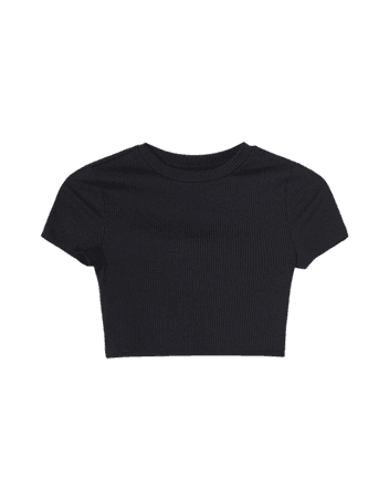 Ribbed cropped T-shirt - Tees and tops - Woman | Bershka