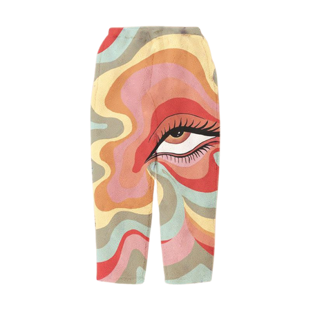 Colorful Eye Print Flannel Casual Pants - Helloice Jewelry