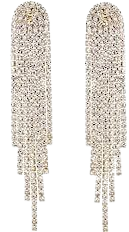 Amazon.com: Mlouye Long Crystal Tassel Clip on Earrings Fringe for Wedding Women Girls Bridal Dangling Chain Dangle Drop Earring Gold Tone Clear: Clothing, Shoes & Jewelry