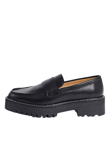 & Other Stories leather chunky sole loafer with contrast stitch in black | ASOS
