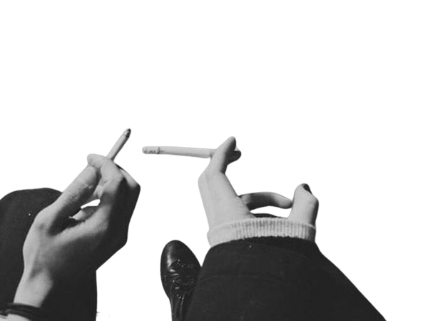 black and white image| hands holding lit cigarettes