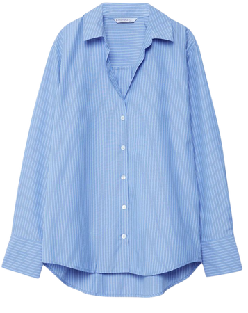Basic poplin shirt - button-up collared oversized casual