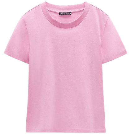 WASHED SHORT SLEEVE T-SHIRT - Mid-pink | ZARA United States
