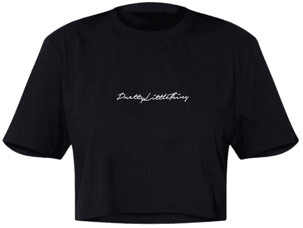 Plt Organic Black Oversized Crop T-Shirt | PrettyLittleThing USA