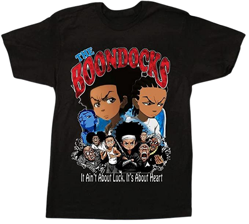 Amazon.com: The Boondocks T Shirts Men's Shirt Cool Round Neck Short Sleeves T-Shirts S Black : Clothing, Shoes & Jewelry