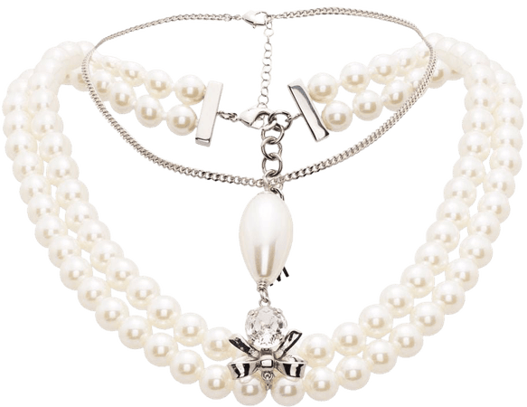 MM6 Maison Margiela pearl-embellished pendant necklace - FARFETCH
